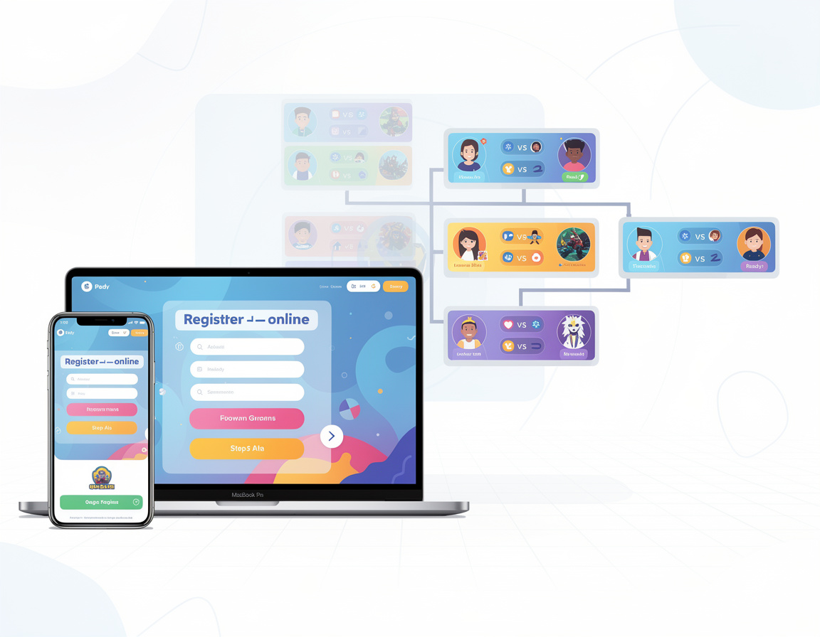 Ilustrasi cara daftar turnamen game online untuk turnamen game online indo33 dengan bracket dan room match